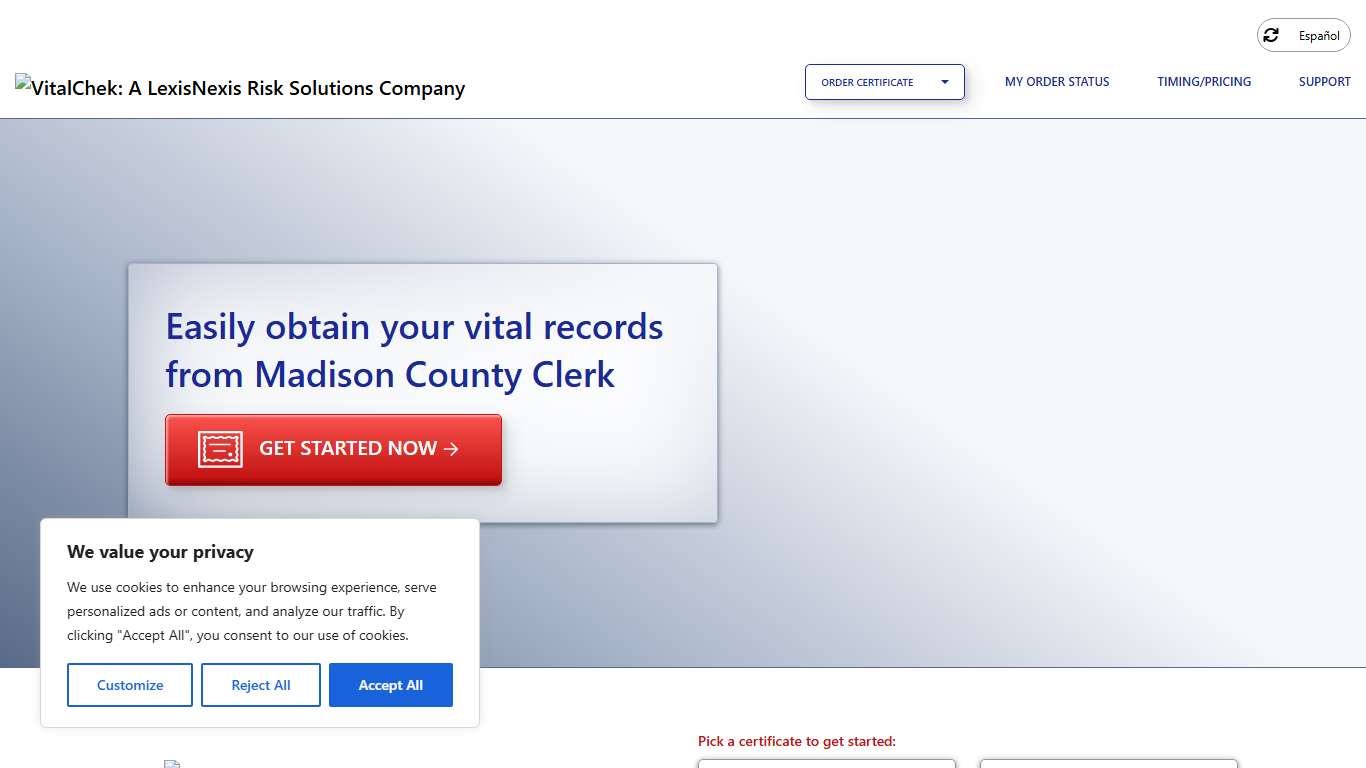 Madison County Clerk (IL) Order Certificates - VitalChek